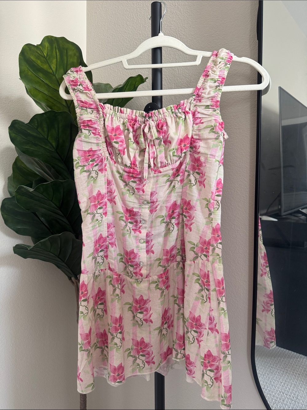 Frankie's Bikinis Pink Floral Mini Dress